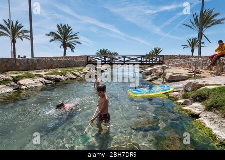 El Riuet de la Platja de la Coma-ruga, El Vendrell, Baix Penedès, Tarragona, Catalunya Foto Stock