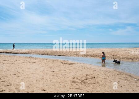 El Riuet de la Platja de la Coma-ruga, El Vendrell, Baix Penedès, Tarragona, Catalunya Foto Stock