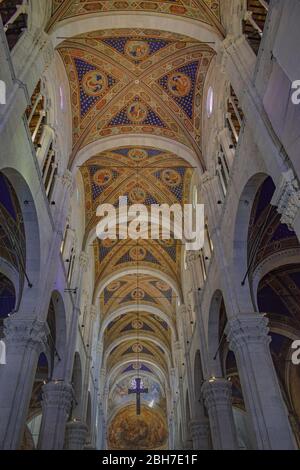 Lucca/Italia; settembre 14 2017: Soffitto della cattedrale di Lucca visto dall'ingresso principale, cattedrale cattolica romana dedicata a San Martino di Tours Foto Stock