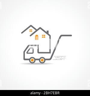 Illustrazione vettoriale per rimanere a casa, rimanere sicuri e shopping online con concetto di consegna gratuita ed espressa Illustrazione Vettoriale