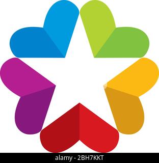 Illustrazione Vettoriale. Stella di natale. Lo spazio negativo arrotondata dai colori luminosi. Illustrazione Vettoriale