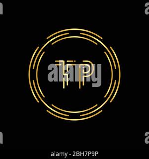 Lettera iniziale TP Logo Template vettoriale di tipografia creativa. Design del logo Circle Letter TP Illustrazione Vettoriale