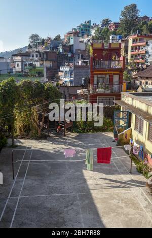 Tansen, Nepal - 14 gennaio 2020: Campo di badminton a Tansen in Nepal Foto Stock