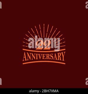 modello vettoriale per il design del logo del 22° anniversario Illustrazione Vettoriale