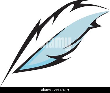 Modello vettoriale per il disegno del logo dell'icona della penna piuma Illustrazione Vettoriale