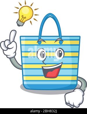 Mascot carattere design di borsa da spiaggia con ha un'idea gesto intelligente Illustrazione Vettoriale