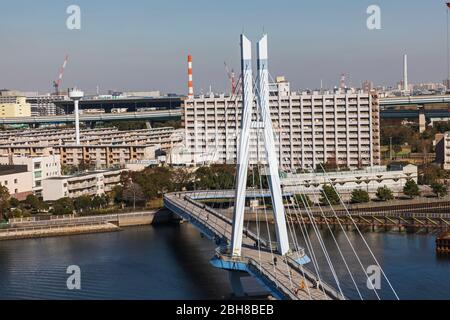 Giappone, Honshu, Tokyo, Toyosu, Shinonome, Tatsuma Sakurabashi Bridge Foto Stock