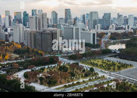 Giappone, Honshu, Tokyo Marunouchi e zona di Hibiya Skyline Foto Stock