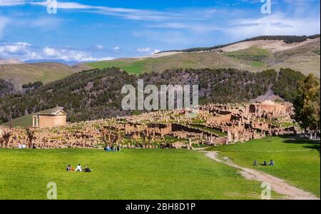 Argelia, Djemila City, rovine romane di Djemila City, UNESCO, W.H., panorama Foto Stock