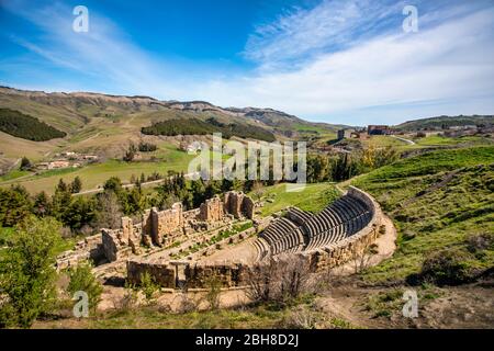 Argelia, Djemila City, rovine romane di Djemila City, UNESCO, W.H., Teatro Romano Foto Stock