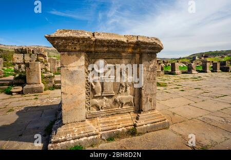 Argelia, Djemila City, rovine romane di Djemila City, UNESCO, W.H., il Campidoglio Foto Stock