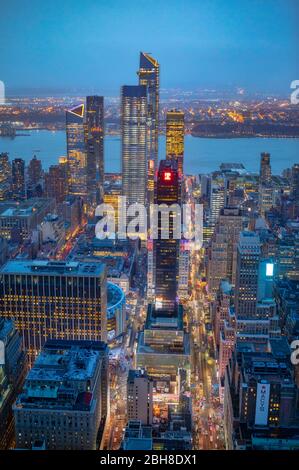 La città di New York Midtown Mahattan, 34th. Steer, Hudson Skyline di cantieri Foto Stock