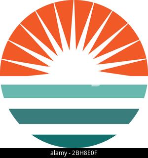 Modello vettoriale per il disegno dell'icona del logo Sunset Illustrazione Vettoriale