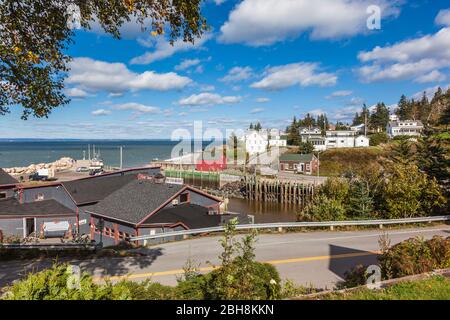 Canada, Nova Scotia, Blomidon penisola sale, Porto, lungomare vista città Foto Stock