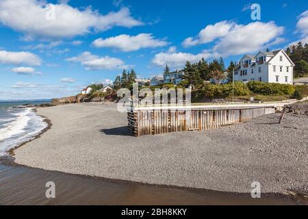 Canada, Nova Scotia, Blomidon penisola sale, Porto, lungomare vista città Foto Stock