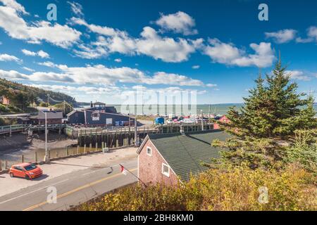 Canada, Nova Scotia, Blomidon penisola sale, Porto, lungomare vista città Foto Stock