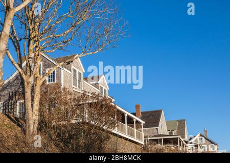 Stati Uniti d'America, New England, Massachusetts, Nantucket Island, Siasconset, village cottages Foto Stock