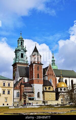 Cattedrale di Wawel a Cracovia, Polonia, verticale Foto Stock