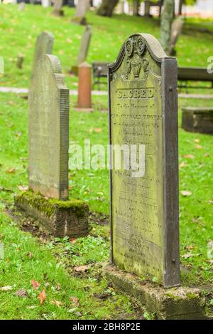 Canada, New Brunswick, San Giovanni, pietra tombale al fedele sepoltura, cimitero storico risalente al 1784 Foto Stock