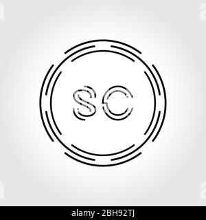 Modello vettoriale di tipografia creativa di disegno di logo SC iniziale. Illustrazione del vettore del logo SC della lettera astratta digitale Illustrazione Vettoriale