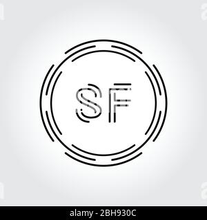 Modello vettoriale di tipografia creativa iniziale di SF Logo Design. Illustrazione vettoriale del logo SF Digital Abstract Letter Illustrazione Vettoriale
