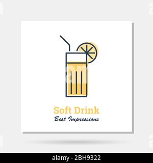 Esempio di logo aziendale Vector Simple - bevanda gialla morbida con pezzo di limone Illustrazione Vettoriale