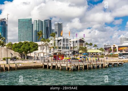 Terminal delle escursioni in autobus Big Bus, Bayfront Park, Miamarina, Biscayne Boulevard, Downtown, Miami, Miami-Dade County, Florida, Stati Uniti, Nord America Foto Stock