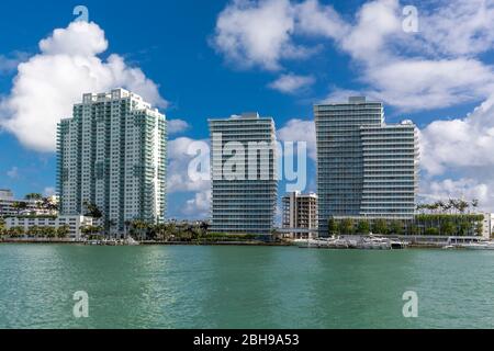 Skyline, Miami Beach, Miami-Dade County, Florida, Stati Uniti, Nord America Foto Stock