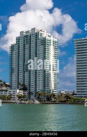 Skyline, Miami Beach, Miami-Dade County, Florida, Stati Uniti, Nord America Foto Stock