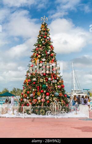 Mercato di Port Lucaya, Freeport, Grand Bahama, Bahamas, Caraibi, Oceano Atlantico, America Centrale Foto Stock