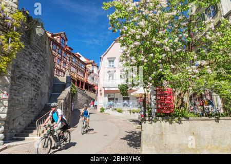 Città bassa, Meersburg, Lago di Costanza, Baden-Wurttemberg, Germania Foto Stock