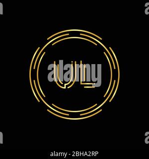 Modello vettoriale di tipografia creativa con logo UL iniziale. Lettera astratta digitale disegno del logo UL Illustrazione Vettoriale