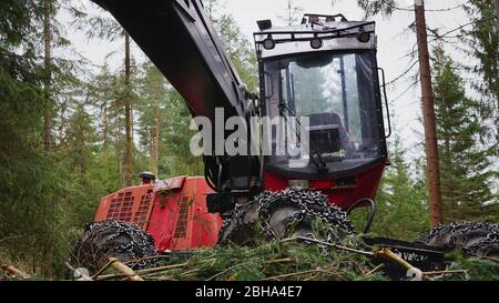 Macchine per la raccolta forestale / attrezzature per la raccolta Valmet Foto Stock