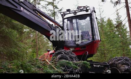 Macchine per la raccolta forestale / attrezzature per la raccolta Valmet Foto Stock
