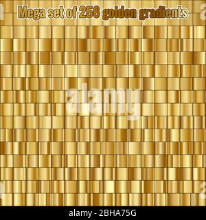 Mega Set composto da collezione 256 gradienti dorati. EPS 10 Illustrazione Vettoriale