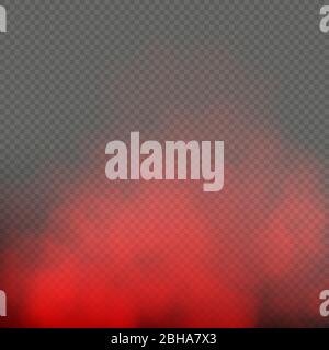 Nebbia rossa o nebbia effetto fumo speciale isolato su sfondo trasparente. EPS 10 Illustrazione Vettoriale