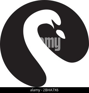 Modello vettoriale per il disegno dell'icona del logo Swan Illustrazione Vettoriale