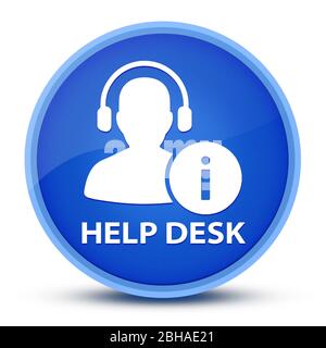 Help desk (icona del responsabile del supporto) isolato su un'illustrazione astratta con un pulsante rotondo blu speciale Foto Stock