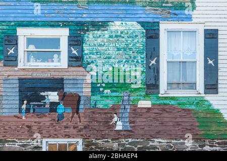 Canada, New Brunswick, Saint John River Valley, Gagetown, murale fattoria muro Foto Stock