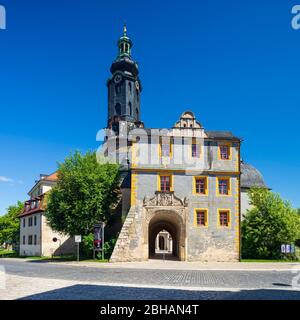 Germania, Turingia, Weimar, il Palazzo della città di Weimar, anche Residenzschloss, TORBAU Bastille e Hausmannsturm Foto Stock