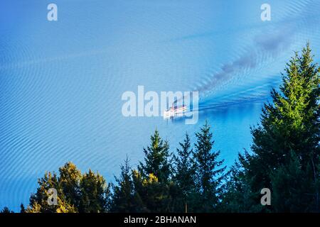 Crociera TSS Earnslaw sul Lago Wakatipu, Queenstown, Isola del Sud, Nuova Zelanda, Foto Stock