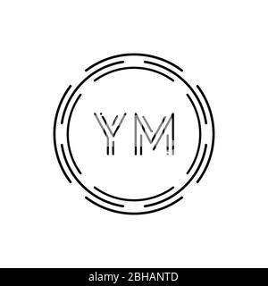 Modello vettoriale iniziale del logo YM. Illustrazione vettoriale del logo YM Business di Creative Circle Letter Illustrazione Vettoriale