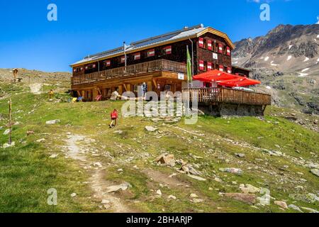Europa, Austria, Tirolo, Alpi Ötztal, Vent, Vernagthütte nelle Alpi Ötztal Foto Stock
