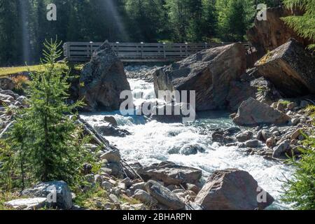 Europa, Austria, Tirolo, Alpi Ötztal, Sölden, Windache nel Windachtal nelle Alpi Ötztal Foto Stock