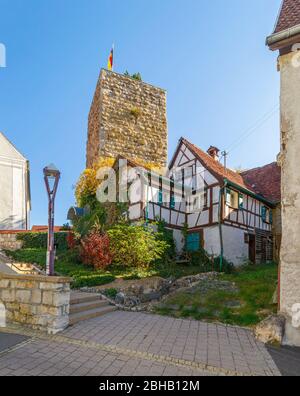 Germania, Baden-Württemberg, Sigmaringen - Jungnau, il castello di Jungnau, chiamato anche Jungnau Castello, tra cui l'Alte Post. Il Torma, fu ribattezzato Kaiser Wilhelm Tower in onore del Kaiser Wilhelm II Foto Stock