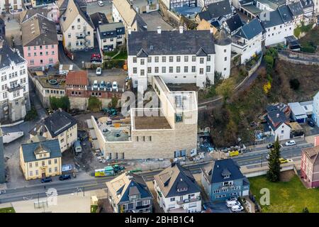 Veduta aerea del nuovo edificio museale Südwestfalen, Arnsberg, Sauerland, Renania Settentrionale-Vestfalia, Germania. Foto Stock