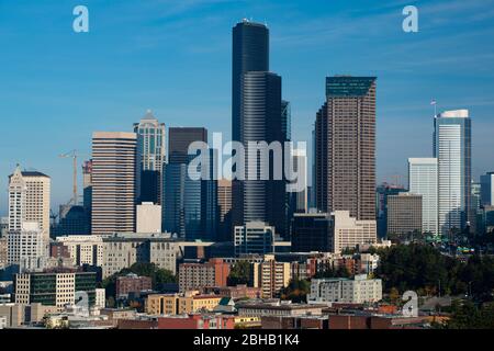 Edifici urbani nel centro di Seattle, Washington, USA Foto Stock