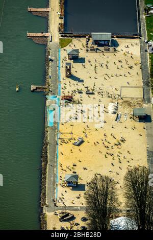 Spiaggia sul Lago Baldeney, Essen, zona della Ruhr, Renania Settentrionale-Vestfalia, Germania Foto Stock