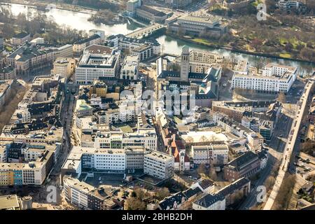 Luftbild, Stadtquartier Schlossstrasse, Mühlheim an der Ruhr, Ruhrgebiet, Renania settentrionale-Vestfalia, Germania Foto Stock