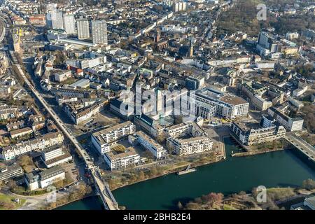 Luftbild, Stadtquartier Schlossstrasse, Mühlheim an der Ruhr, Ruhrgebiet, Renania settentrionale-Vestfalia, Germania Foto Stock